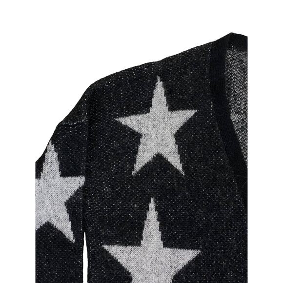 Cotton On Cardigan Sweater Knit Long Black Silver Star Patterned Women's Sz XS - Picture 2 of 5